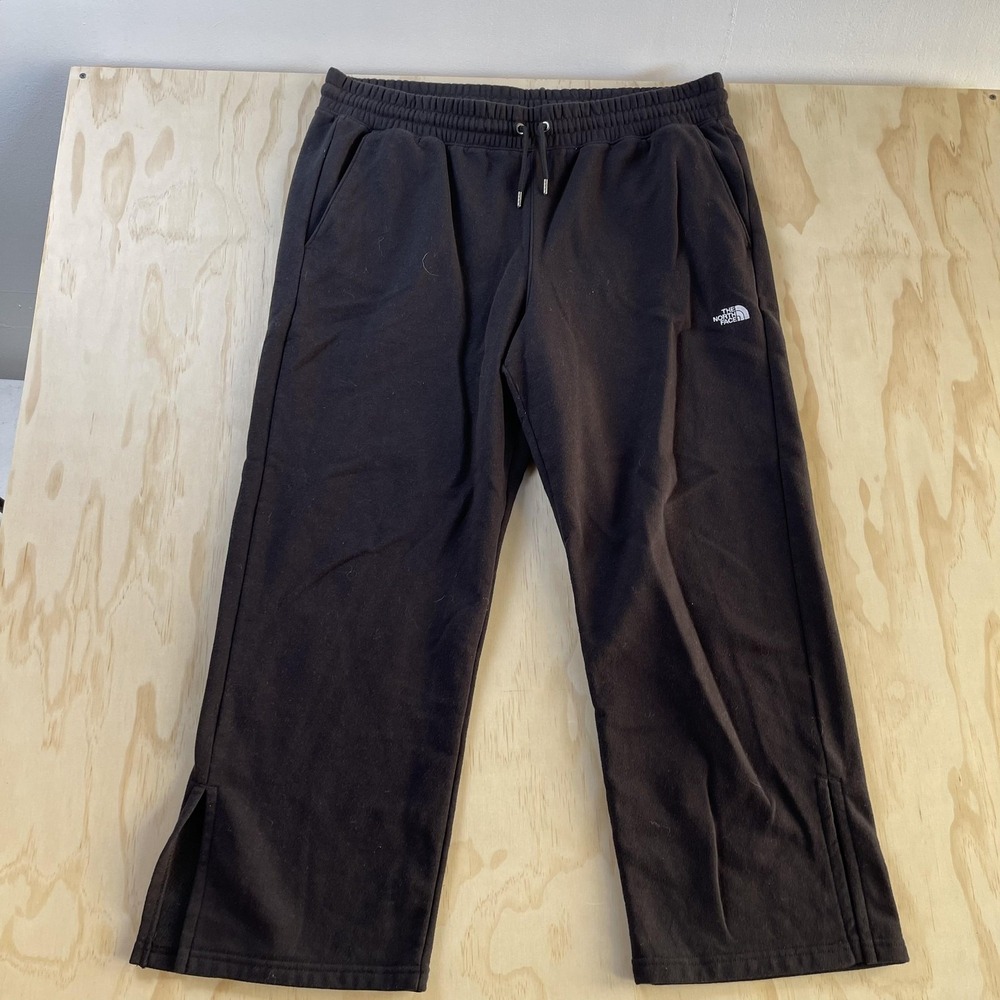 The North Face Sweatpants Womens XXL Black Fleece Straight Leg Slit Lounge - Picture 1 of 7